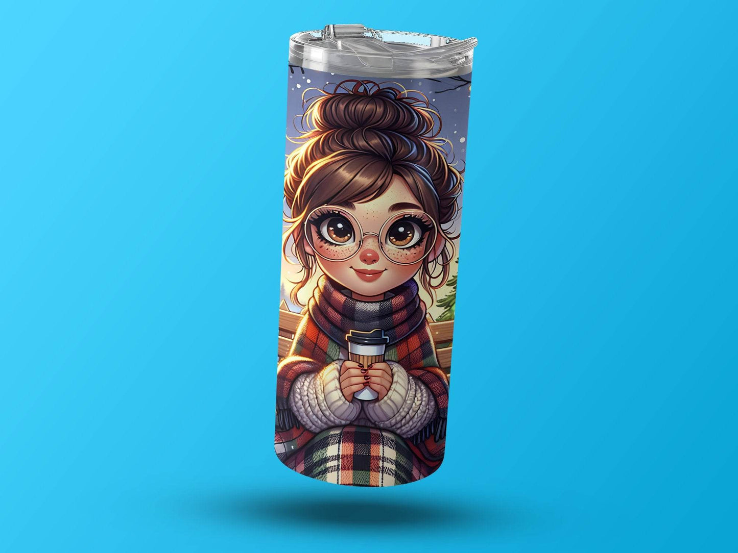 Cozy Girl Christmas Scene Digital Art Design Tumbler - Design & Vybe