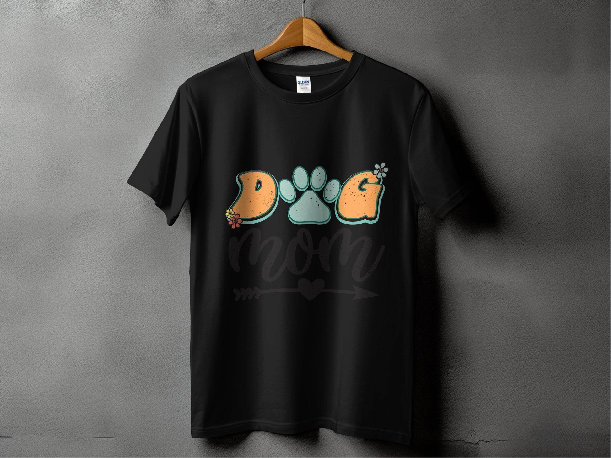 Dog Mom Retro Design Flower And Heart Arrow Graphic T-Shirt - Design & Vybe