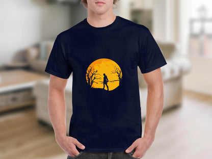 Silhouette Knight Under Yellow Moon Unique Style T-Shirt - Design & Vybe