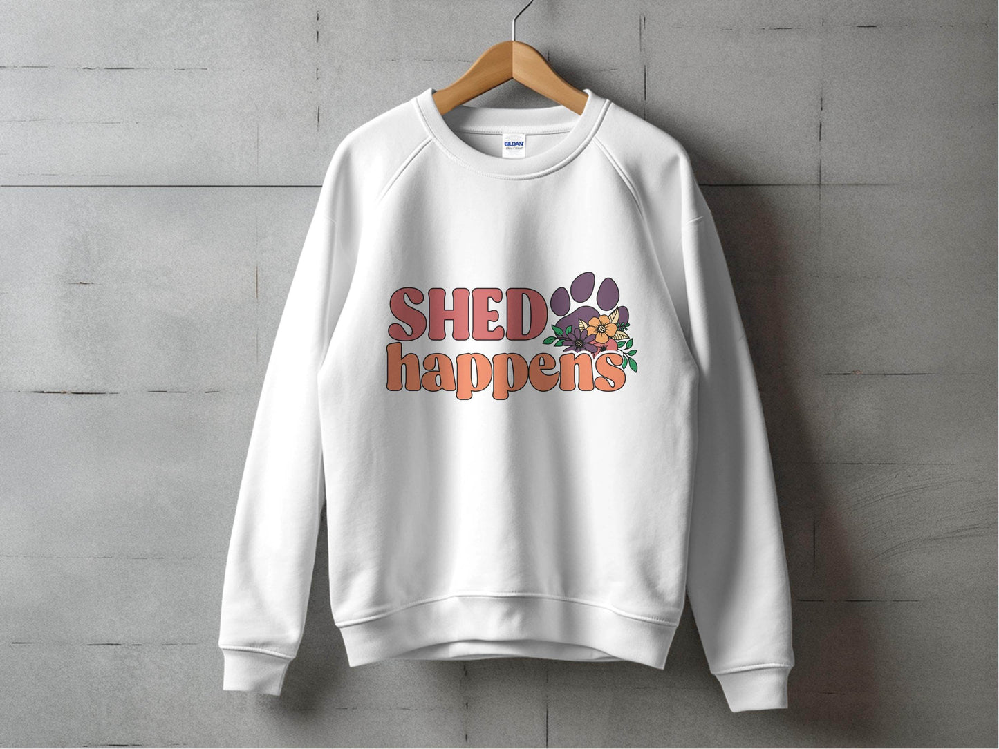 Shed Happens Dog Paw with Flowers Funny Dog Lover Sweater - Design & Vybe