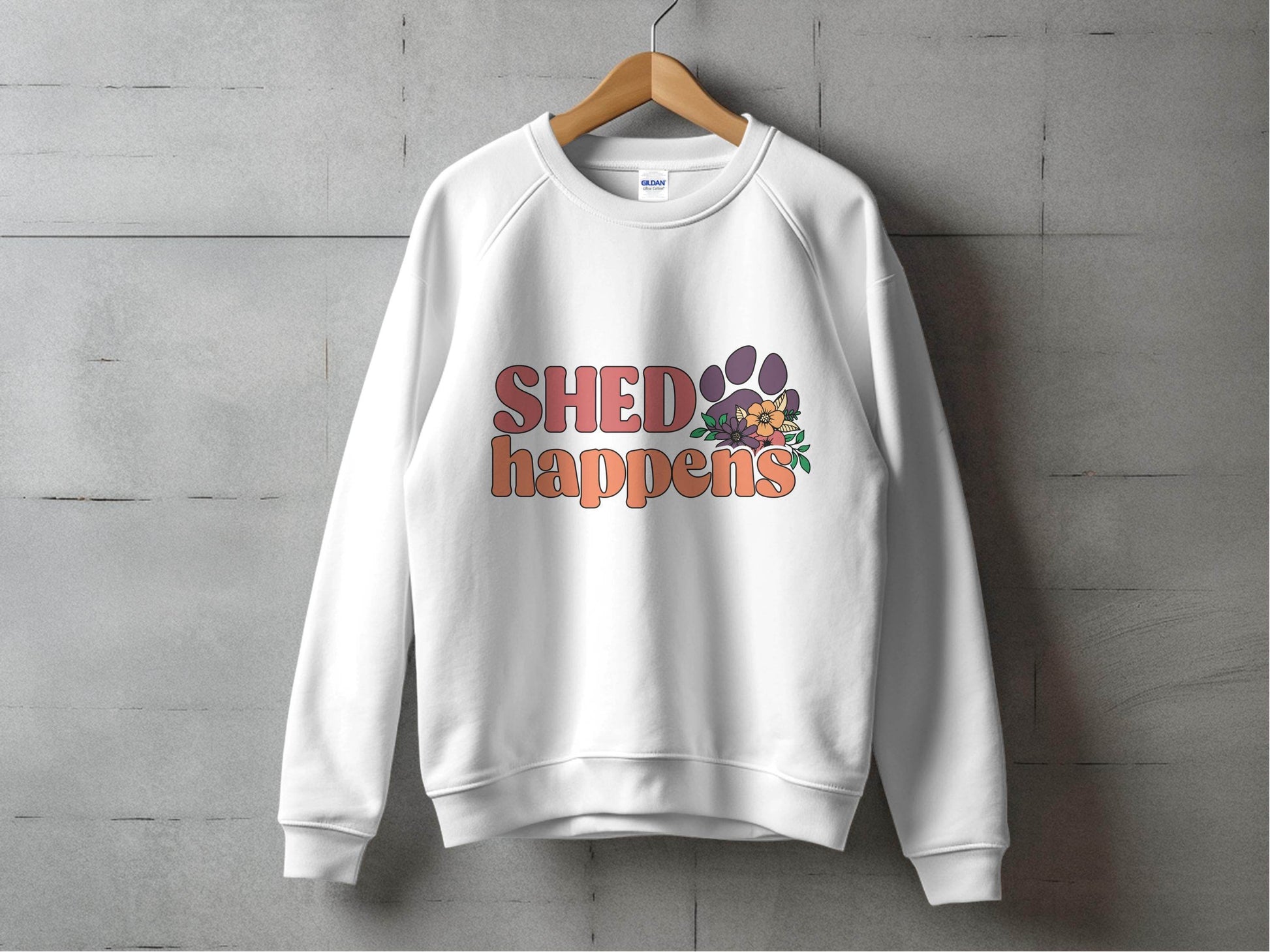Shed Happens Dog Paw with Flowers Funny Dog Lover Sweater - Design & Vybe