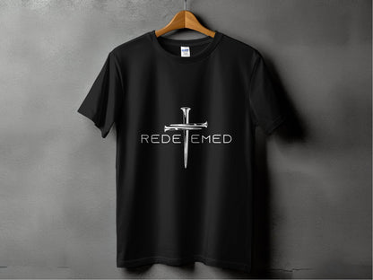 Redeemed Nails Cross Design Christian Faith Graphic T-Shirt - Design & Vybe