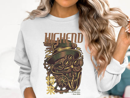 Highend Steampunk Character Illustration Print Sweater - Design & Vybe