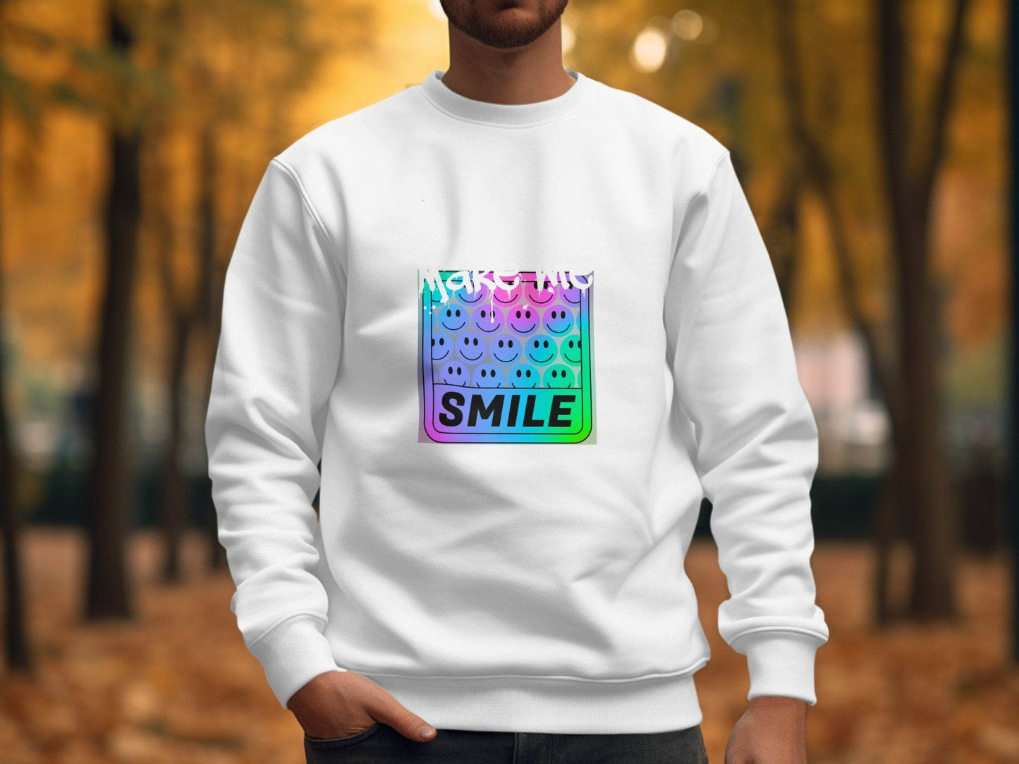 Make Me Smile Rainbow Gradient Design Graphic Sweater - Design & Vybe