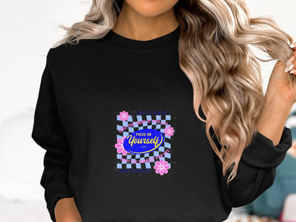 Focus on Yourself Trust Timing Floral Design Sweater - Design & Vybe