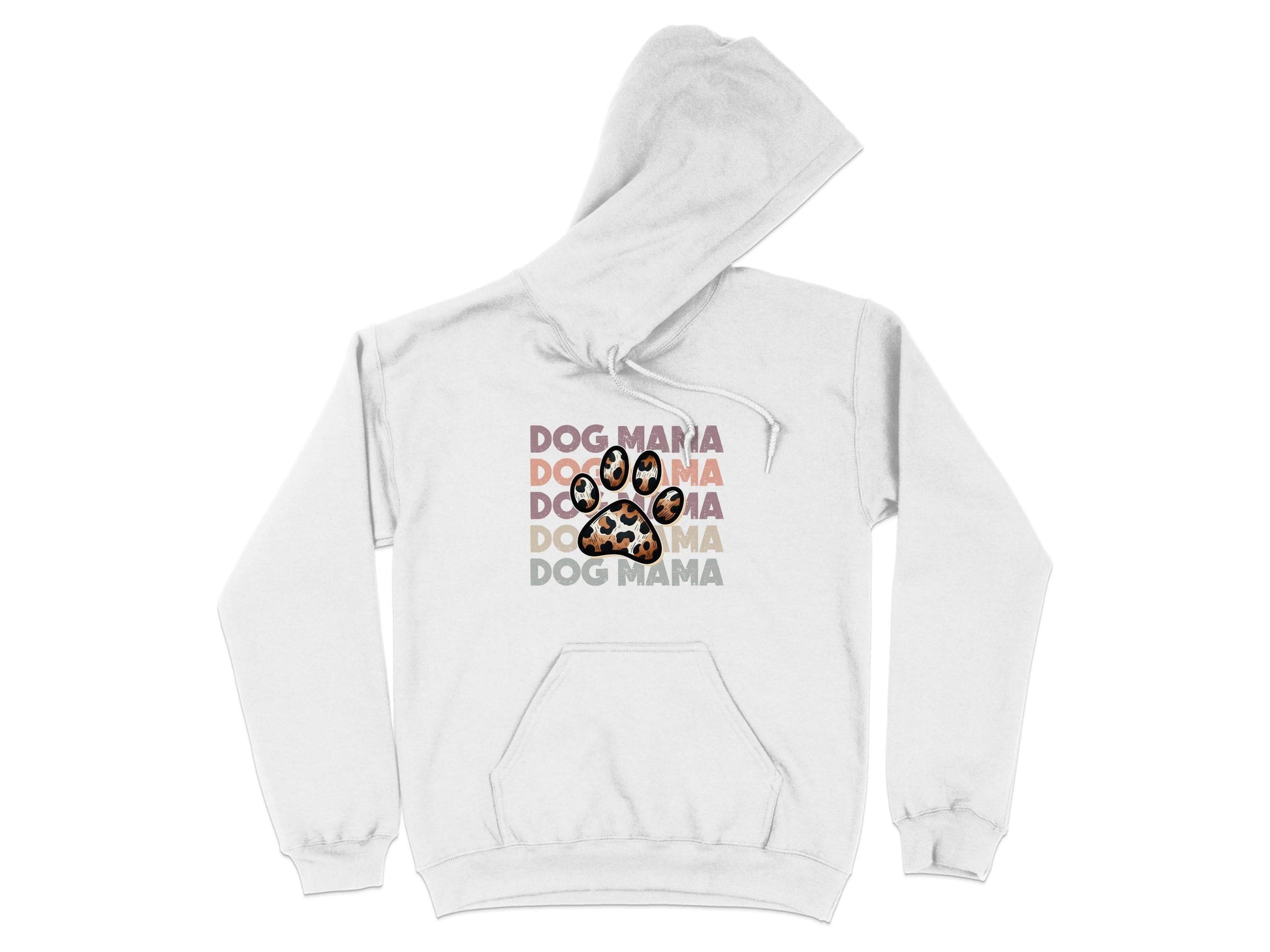 Dog Mama Paw Print Repeating Wording Design Image Hoodie - Design & Vybe
