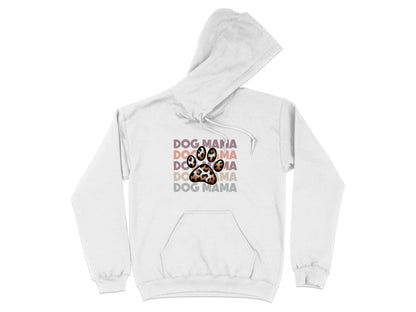 Dog Mama Paw Print Repeating Wording Design Image Hoodie - Design & Vybe