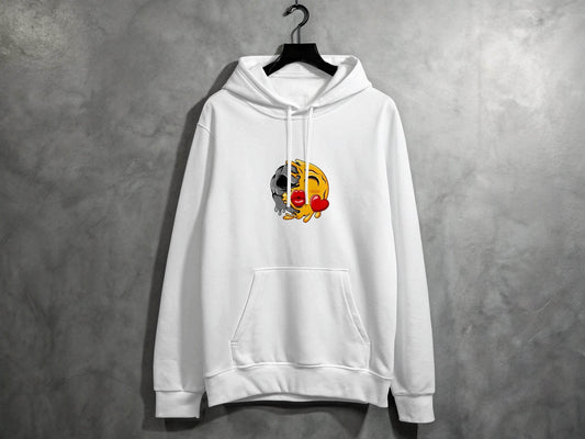 Melting Emoji Kiss with Skull Graphic Design Hoodie - Design & Vybe