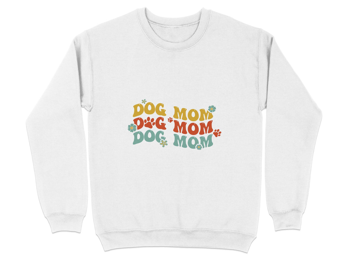 Dog Mom Retro Style with Flowers and Paw Prints Sweater - Design & Vybe