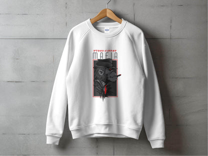 Gorilla Mafia with a Hat and Red Tie Graphic Sweater - Design & Vybe