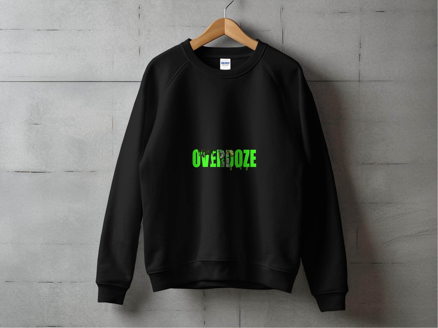 Overdoze Neon Green With Face Graphic Trendy Image Sweater - Design & Vybe