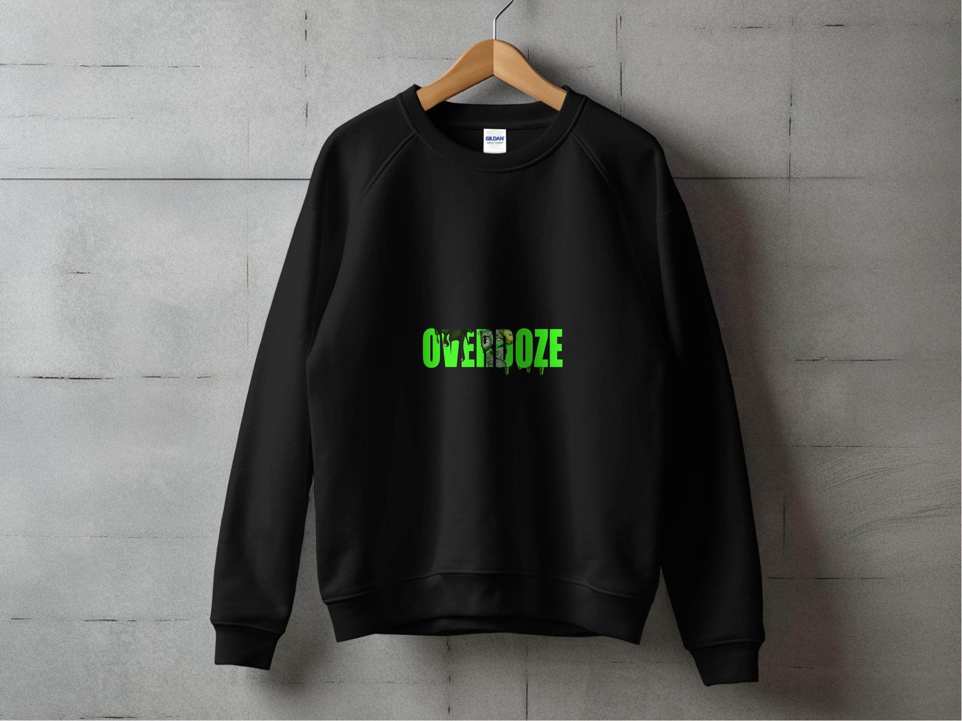 Overdoze Neon Green With Face Graphic Trendy Image Sweater - Design & Vybe
