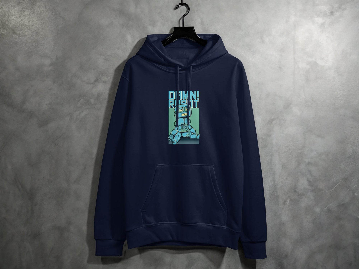 DAMN! Sad Robot Art With Greenish Backdrop Design Hoodie - Design & Vybe