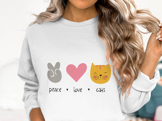 Peace Love Cats Graphic Design Sweater - Design & Vybe