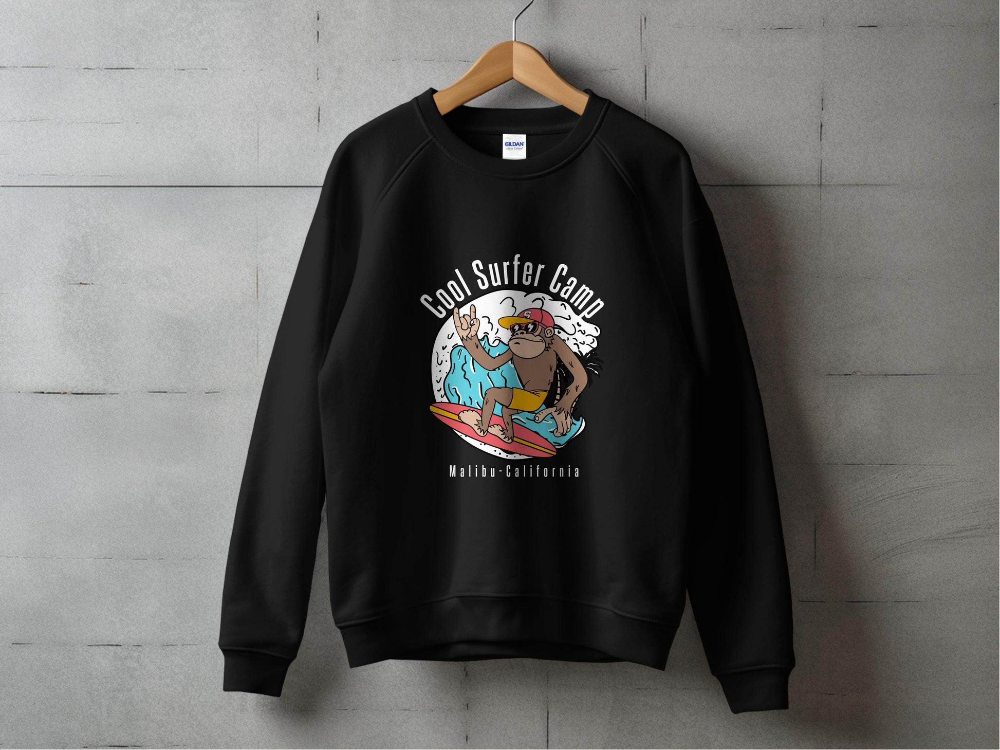 Cool Surfing Monkey Graphic Print Casual Sweater - Design & Vybe