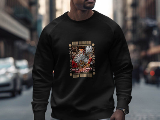 Three Poses Monkey D Luffy Character Anime Inspired Sweater - Design & Vybe