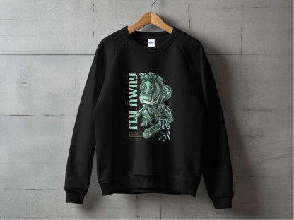 Fly Away Steampunk Robot Skateboard Graphic Design Sweater - Design & Vybe