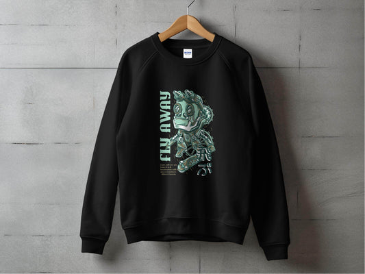 Fly Away Steampunk Robot Skateboard Graphic Design Sweater - Design & Vybe