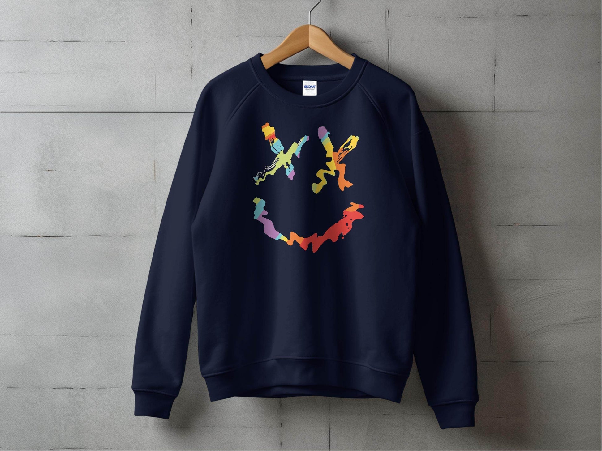 Unique Abstract Dead Smile Colorful Graphic Design Artwork Sweater - Design & Vybe