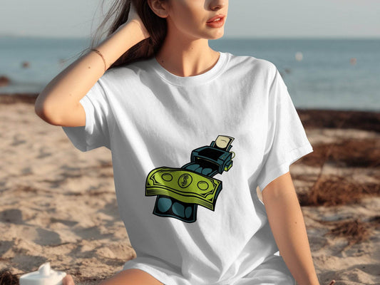 Eye-Catching Cash Printing Money Graphic T-Shirt - Design & Vybe