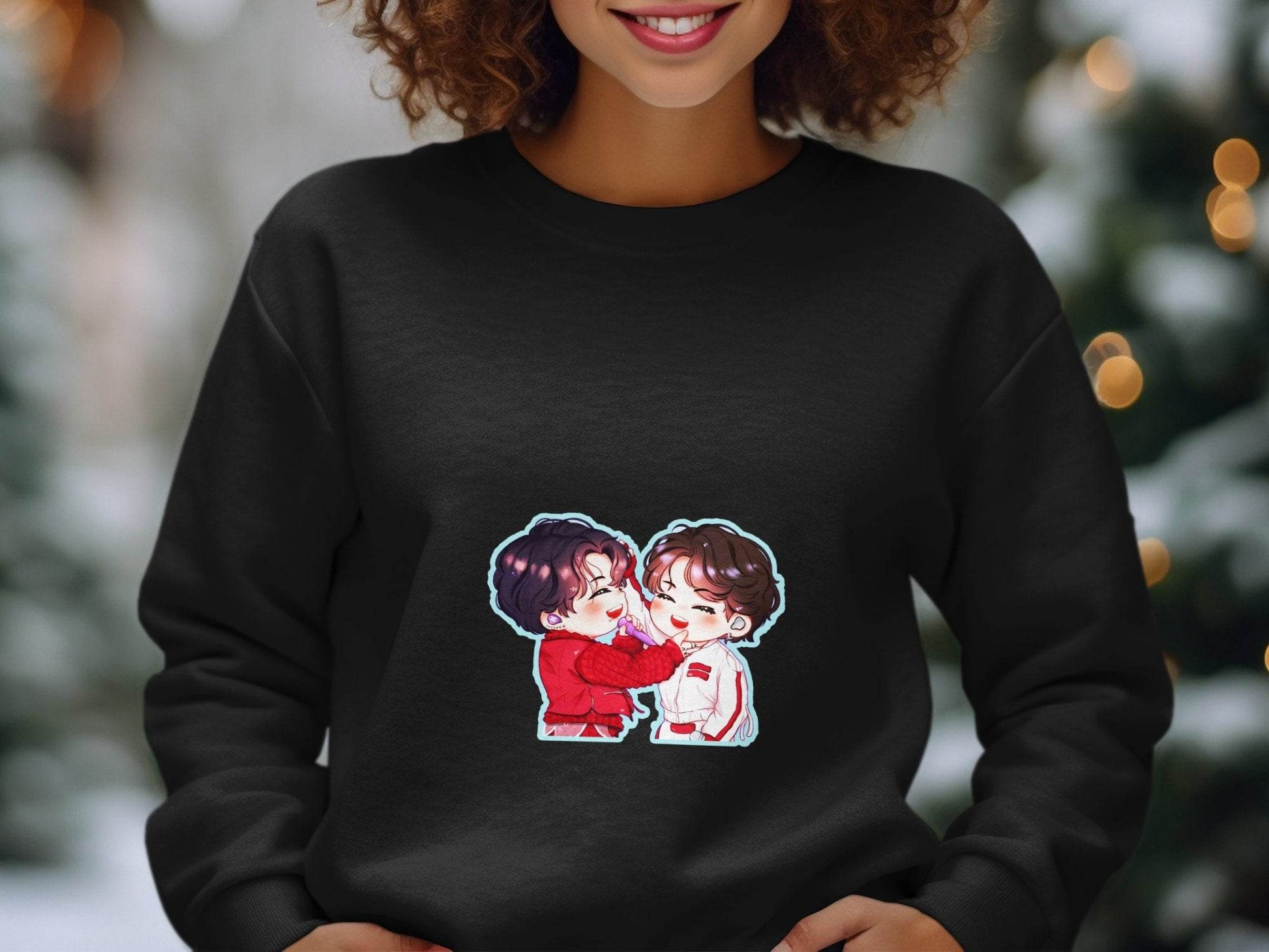 Cute Cartoon Smiling Together KPop Fan Art Hoodie - Design & Vybe