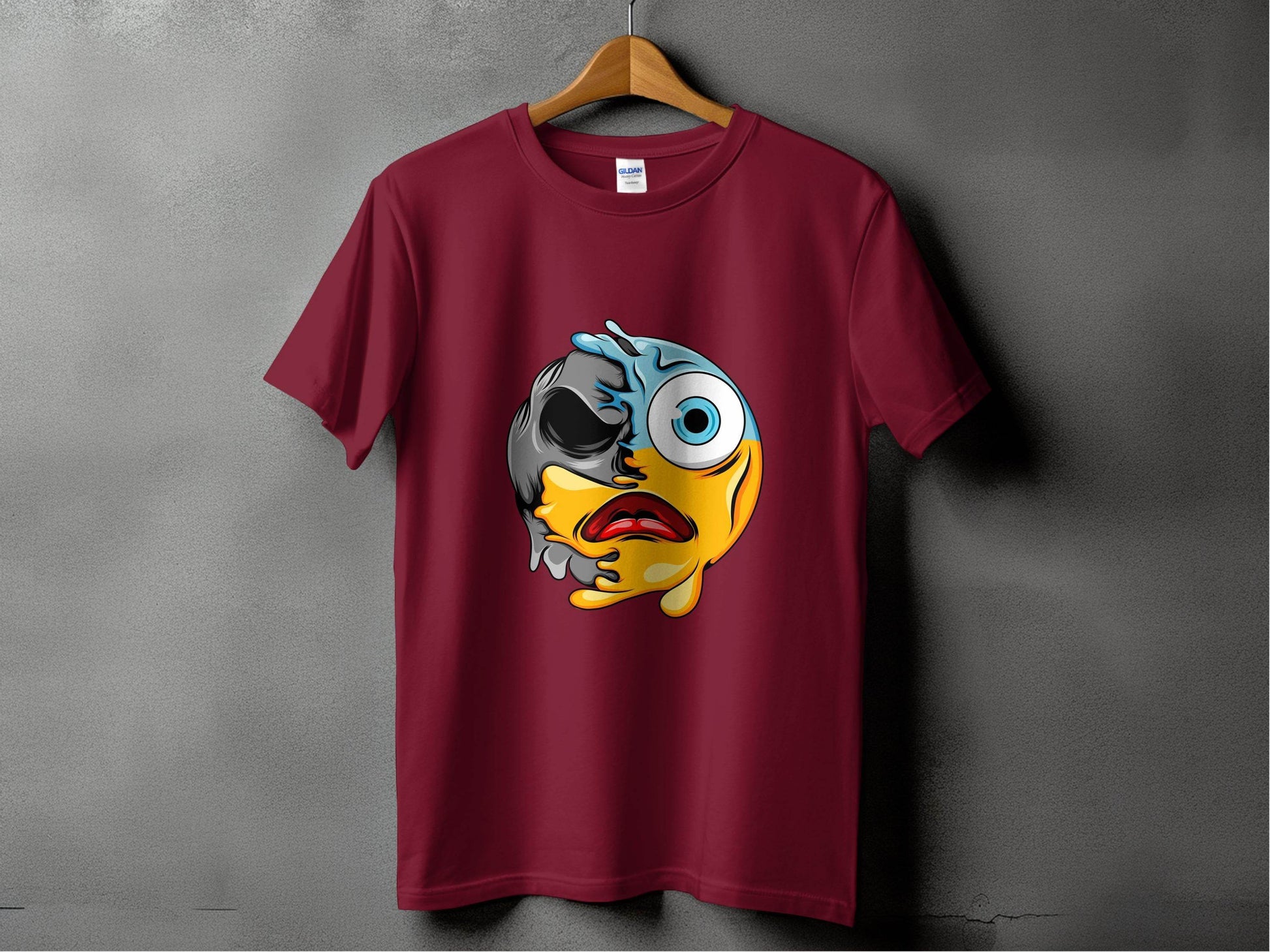 Melting Dual Face Smiley Graphic T-Shirt - Design & Vybe