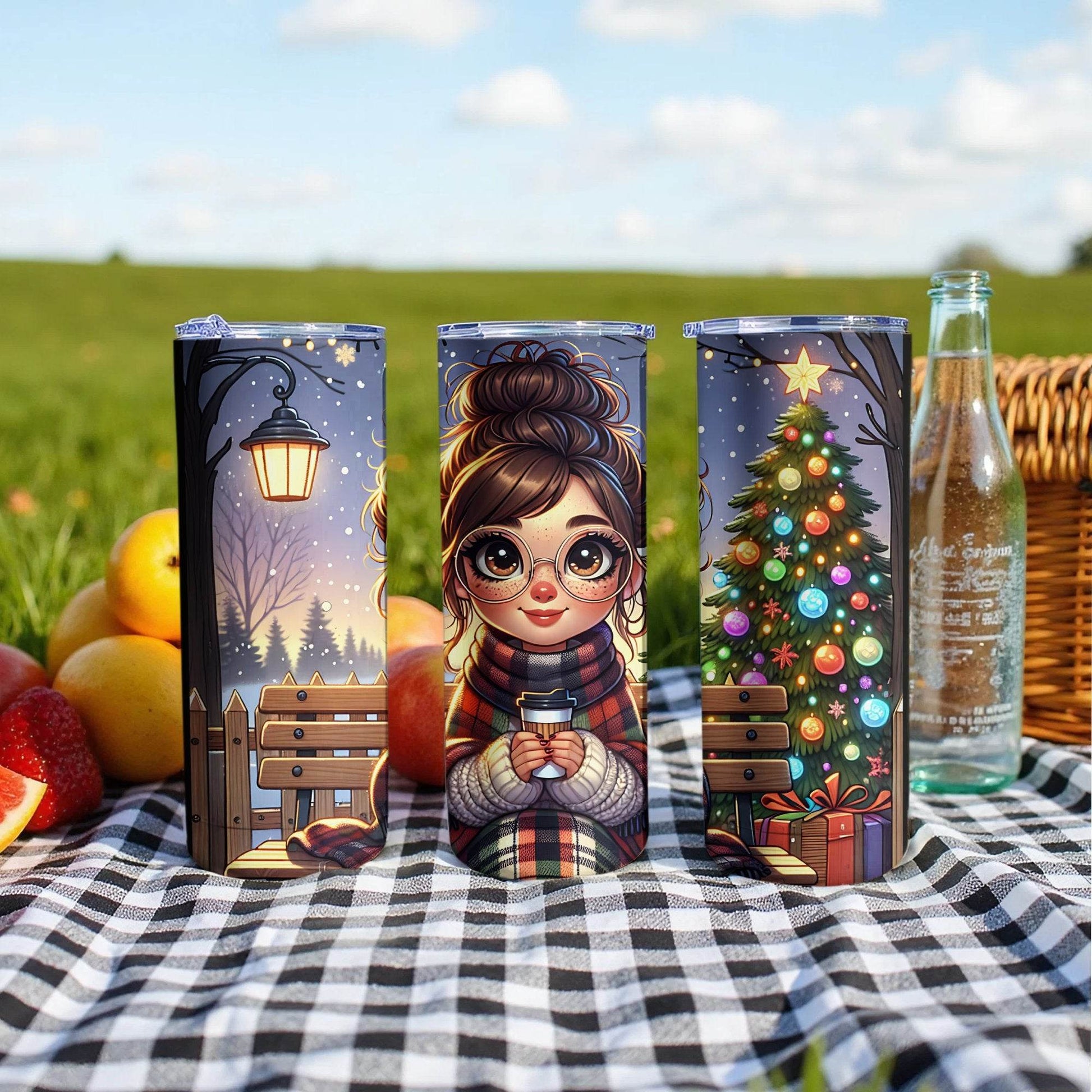 Cozy Girl Christmas Scene Digital Art Design Tumbler - Design & Vybe