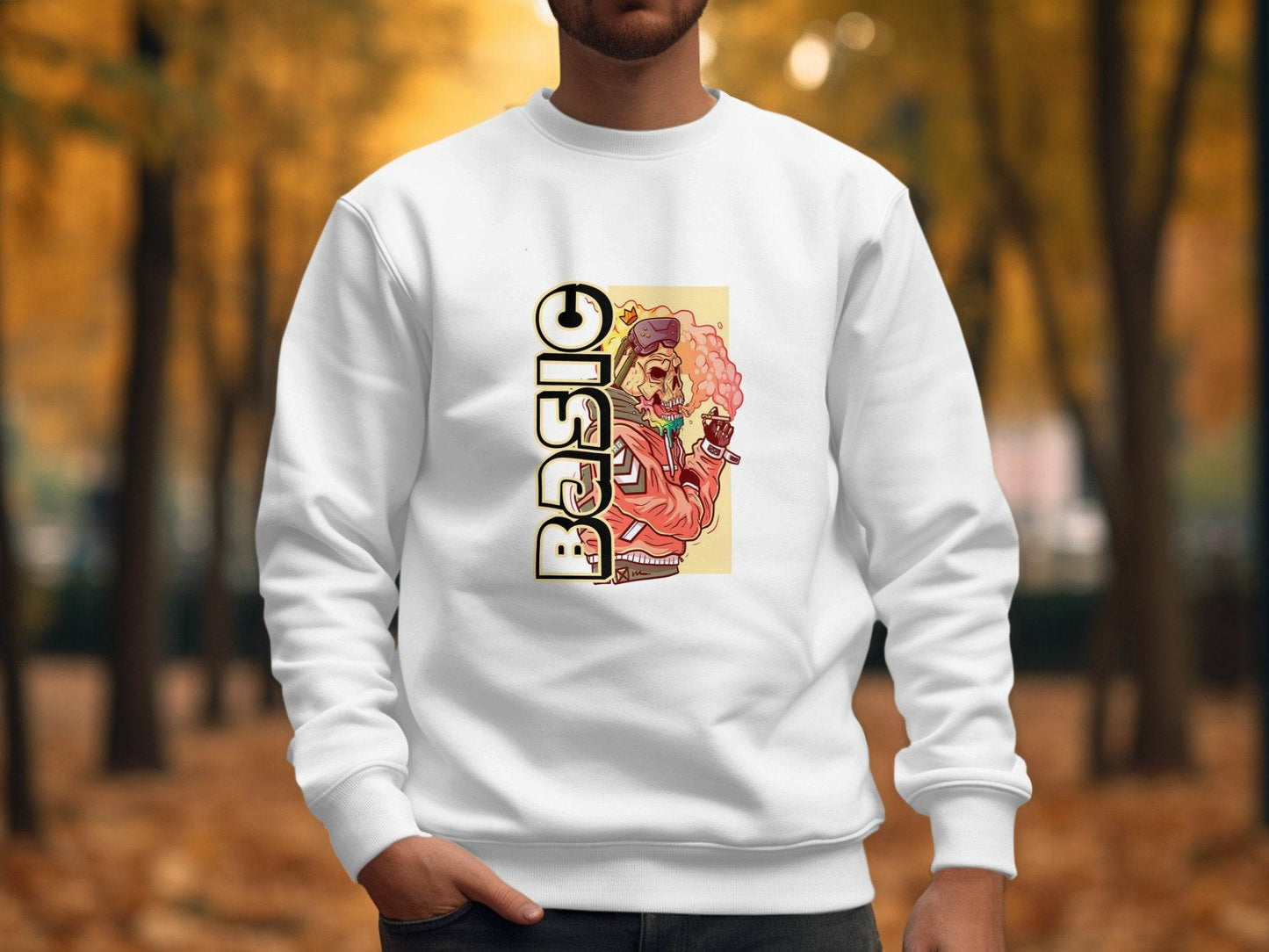 Basic Smoking Skeleton in VR Headset and Crown Hoodie - Design & Vybe