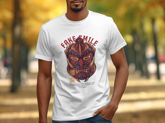 Fake Smile Japanese Mask Design Graphic T-Shirt - Design & Vybe