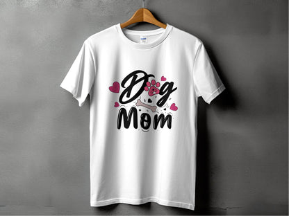 Dog Mom with Hearts and Bone Design Graphic Print T-Shirt - Design & Vybe