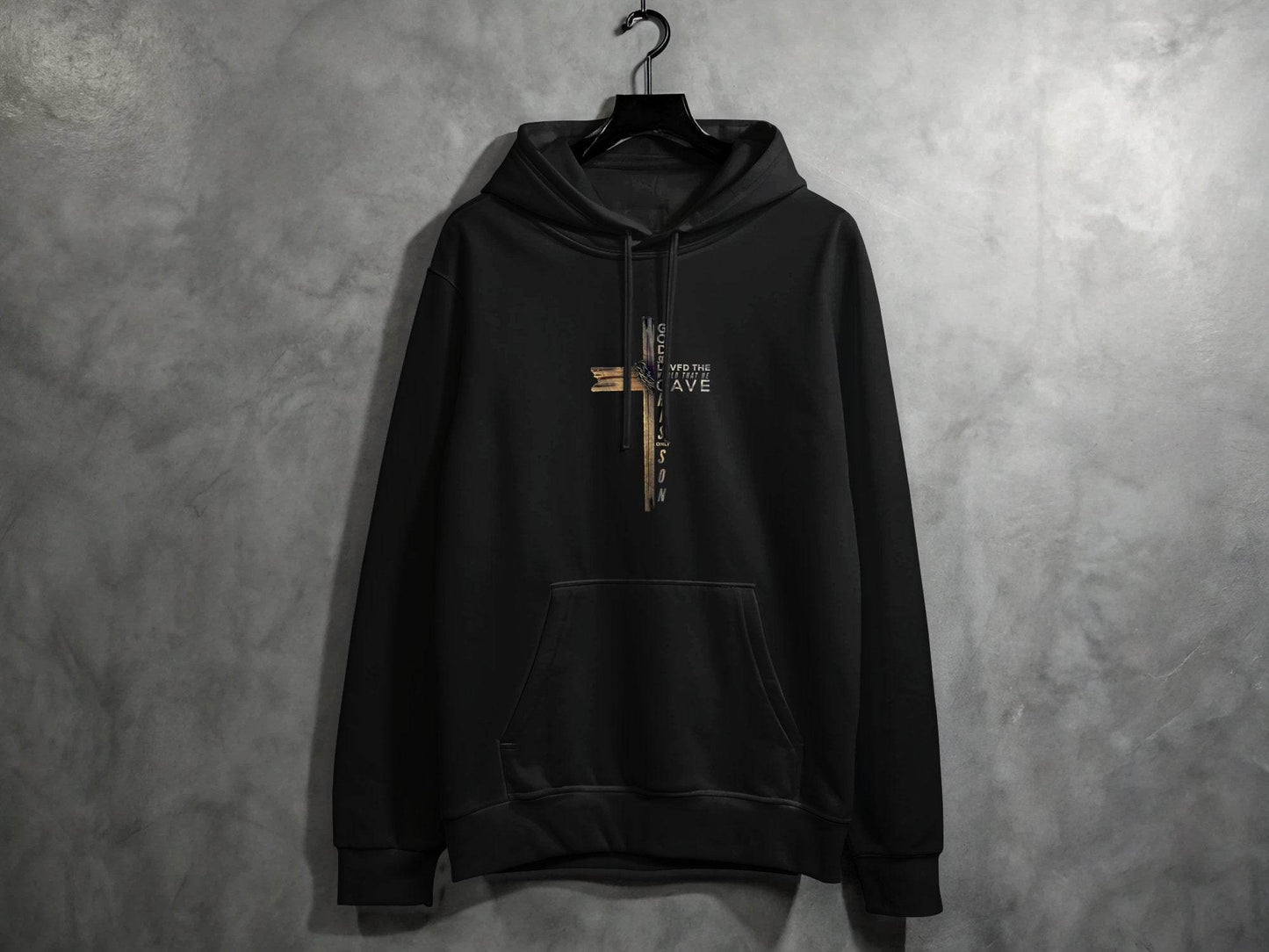 God so Loved the World Christian Wooden Cross Bible Hoodie - Design & Vybe