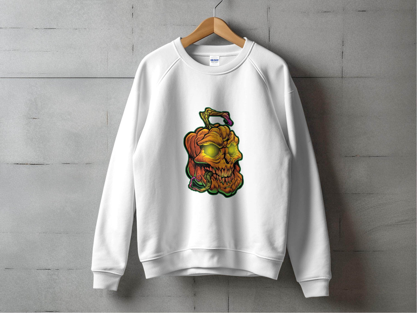 Glowing Eye Spooky Scary Pumpkin Skull Halloween Sweater - Design & Vybe