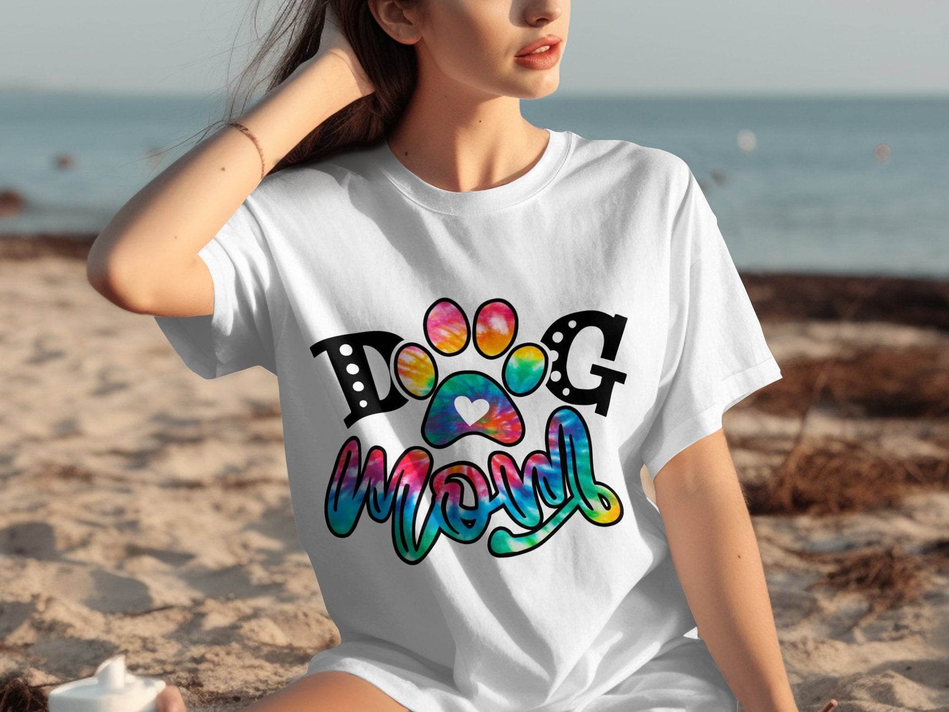 Dog Mom Paw Print Tie Dye Style Cute Graphic Design T-Shirt - Design & Vybe