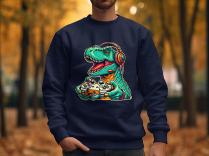 Gamer Dinosaur with Headphones Sweatshirt product type