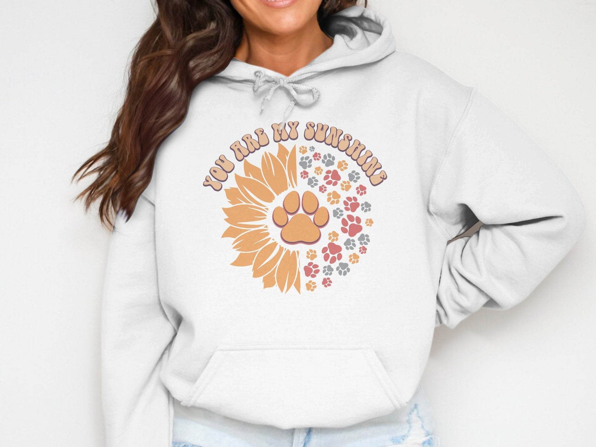 You Are My Sunshine Sunflower Paw Pattern Graphic Hoodie - Design & Vybe