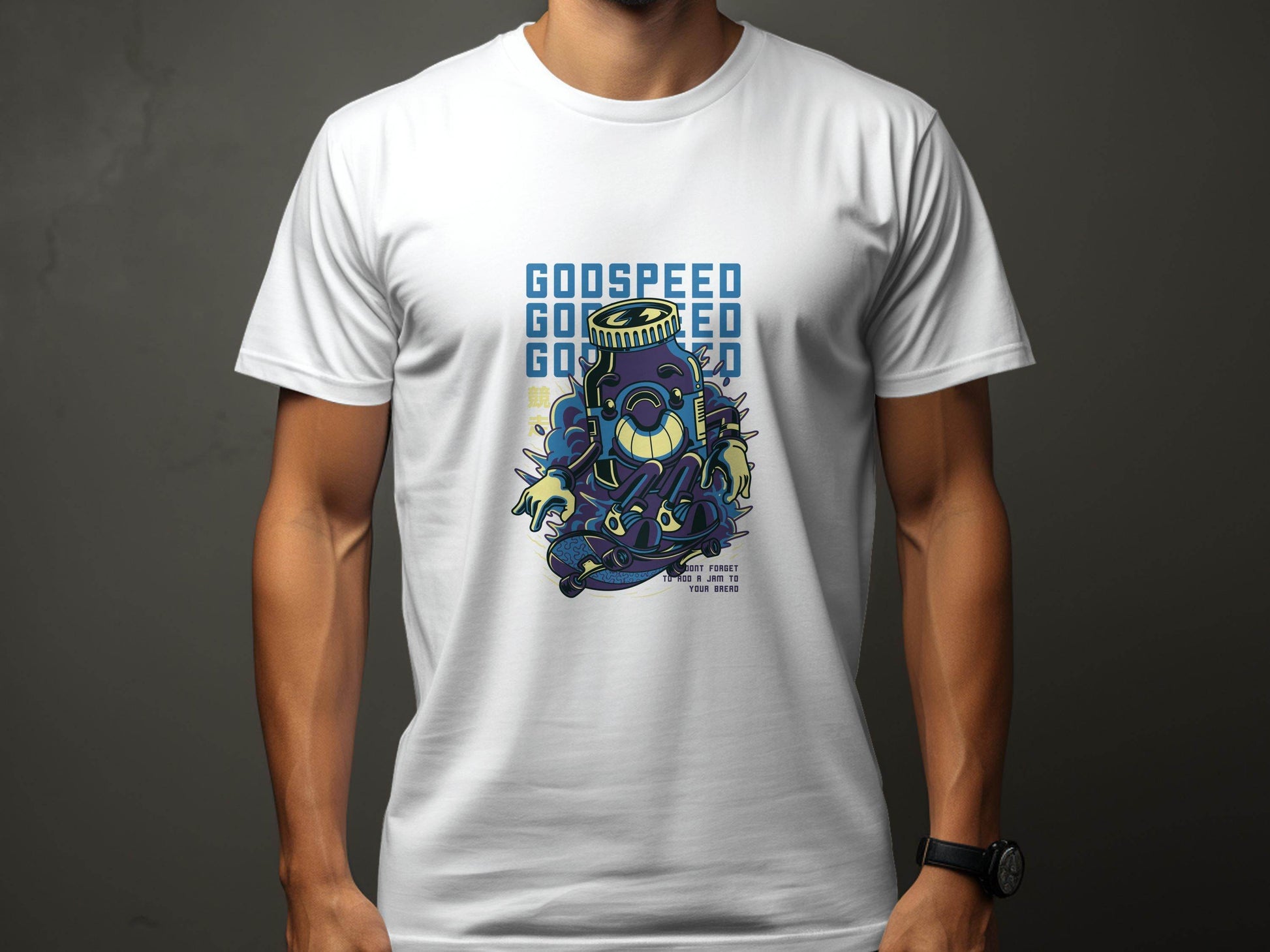 Godspeed Bottle With Skateboarding Graphic T-Shirt - Design & Vybe