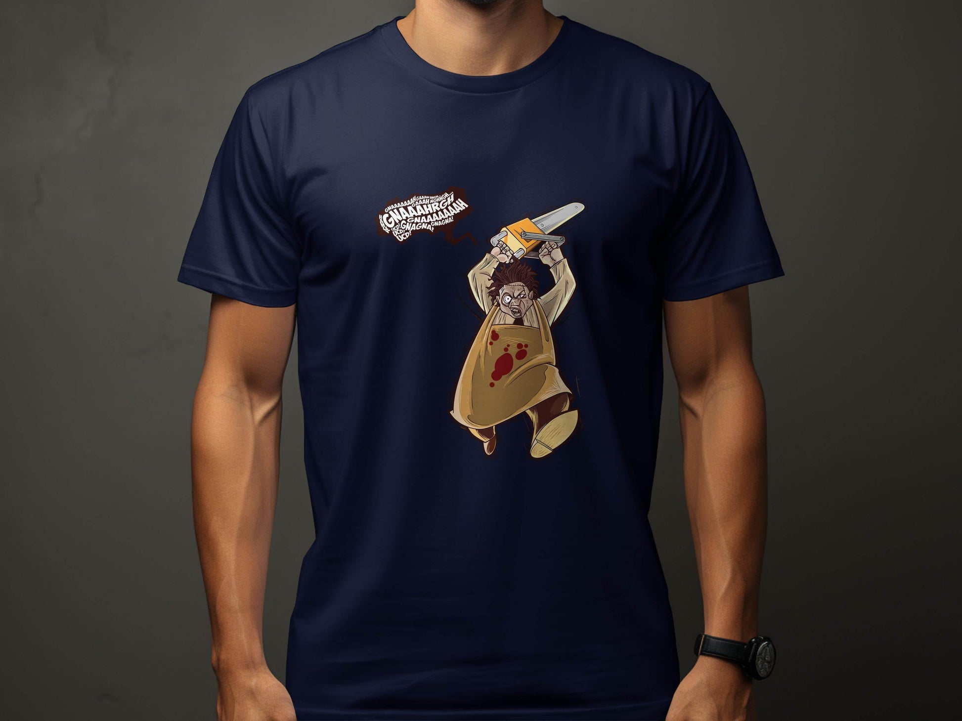 Horror Movie Villain with Chainsaw Illustration T-Shirt - Design & Vybe