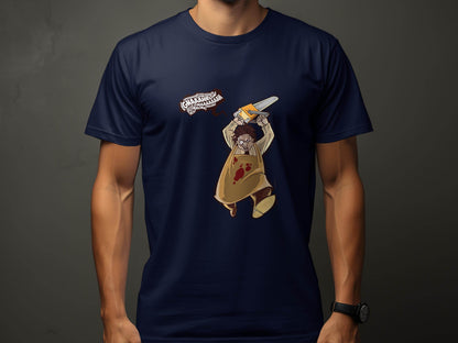 Horror Movie Villain with Chainsaw Illustration T-Shirt - Design & Vybe