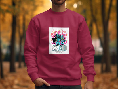 Exposed Flower With Pink Flames Graphic Sweater - Design & Vybe