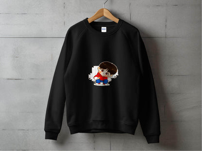 Cute Cartoon Boy In Red Hoodie Carrot in Hand Sweater - Design & Vybe