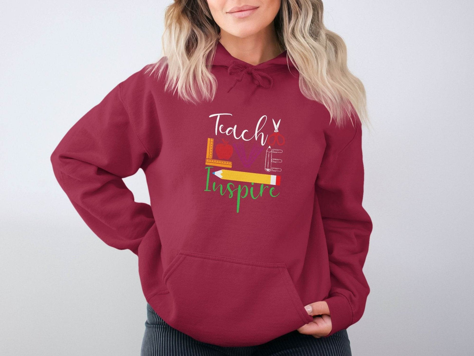 Teach Love Inspire Back To School Design Teachers Hoodie - Design & Vybe