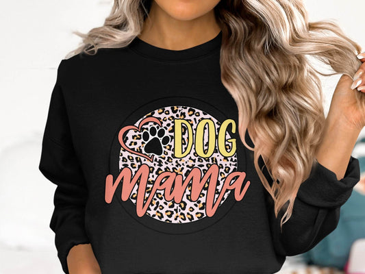 Dog Mama Paw Print On Leopard Print Background Sweater - Design & Vybe