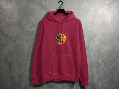 Edgy Skull and Funny Face Duality Creative Smiley Hoodie - Design & Vybe