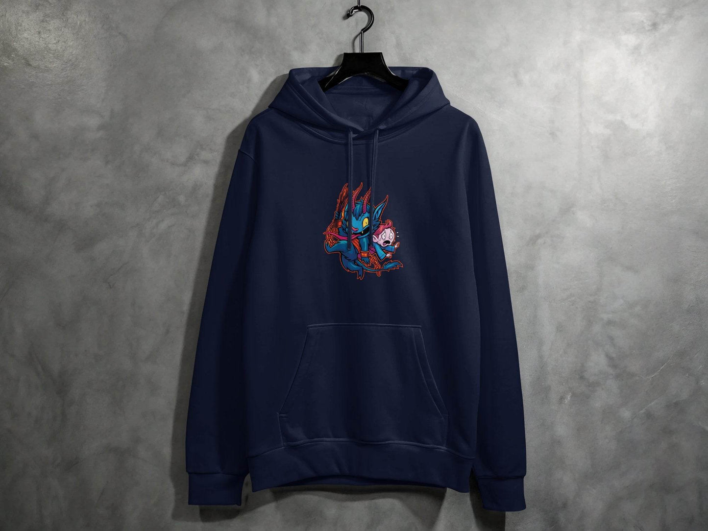 Krampus With Child Caught Illustration Cartoon Hoodie - Design & Vybe