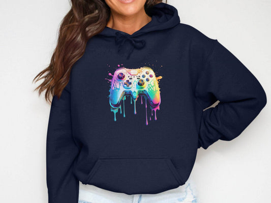 Watercolor Gaming Controller Cool Art Print Hoodie - Design & Vybe