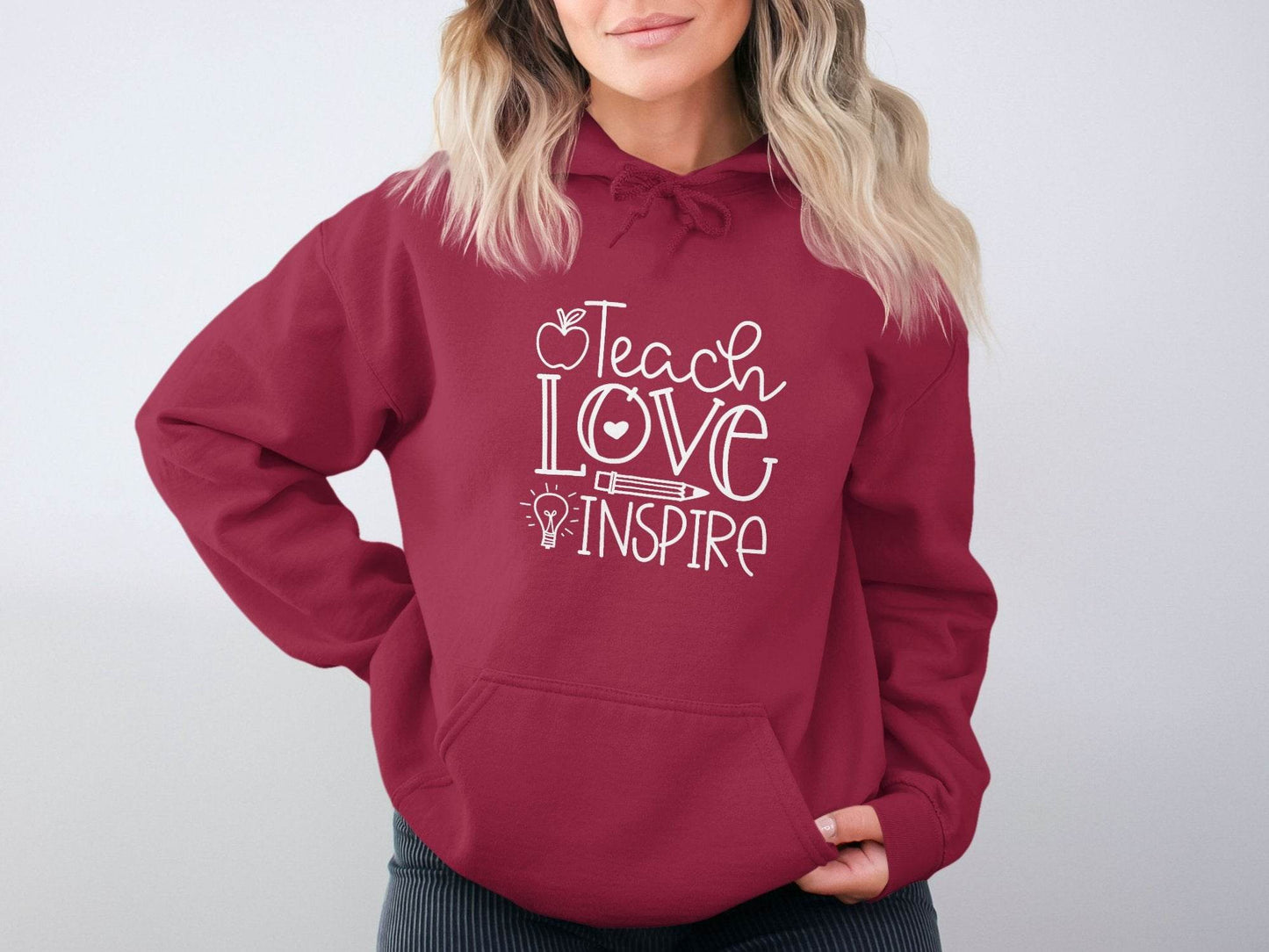 Teach Love Inspire Inspirational Teachers Graphics Hoodie - Design & Vybe