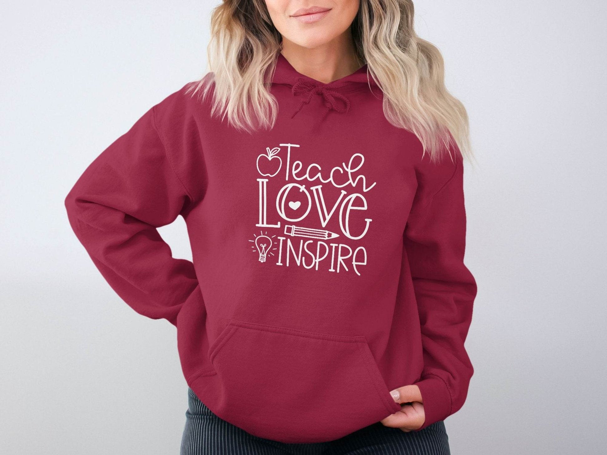 Teach Love Inspire Inspirational Teachers Graphics Hoodie - Design & Vybe