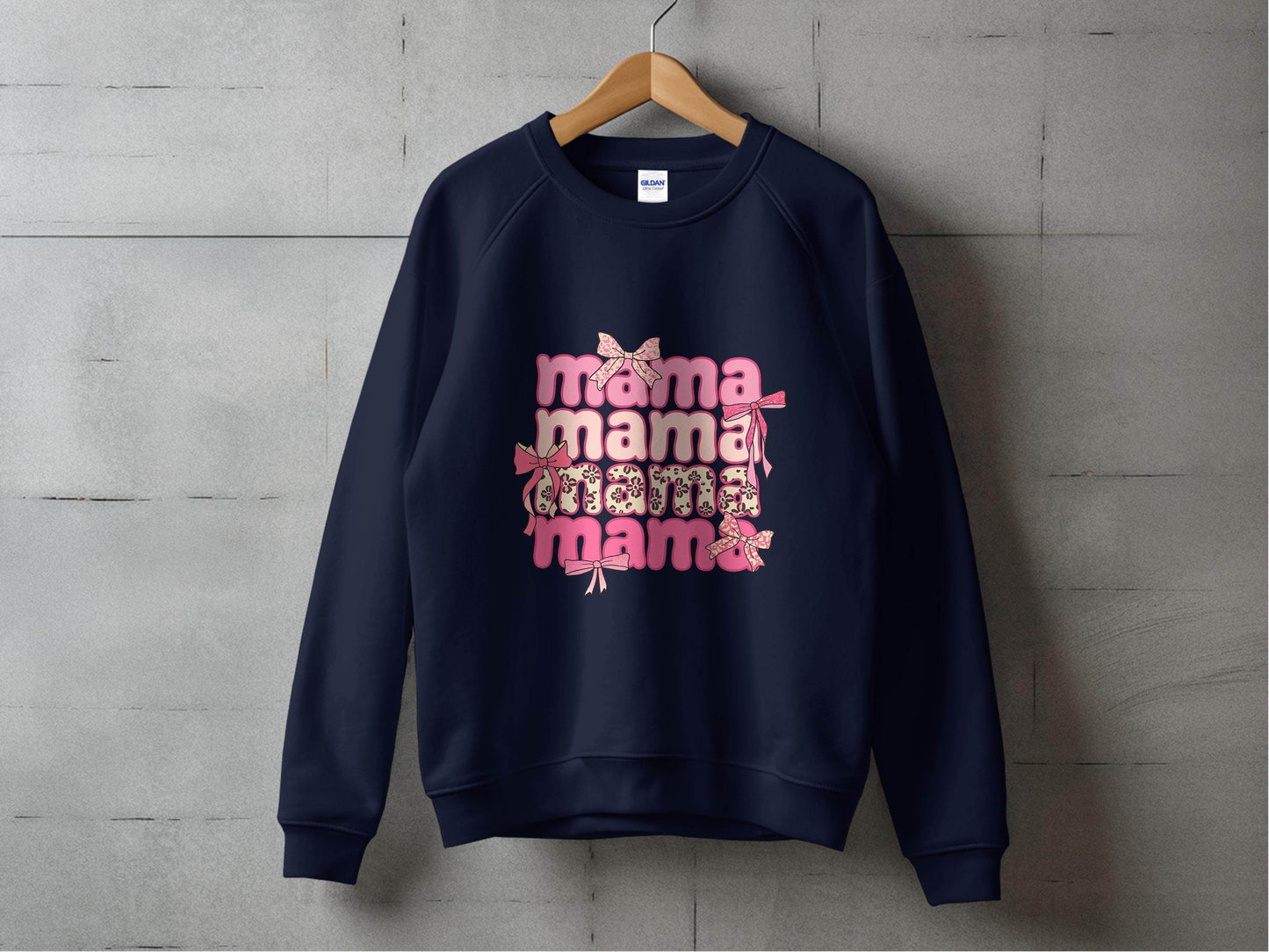 Mama Repeated With Bows Pink Themed Artwork Sweater - Design & Vybe
