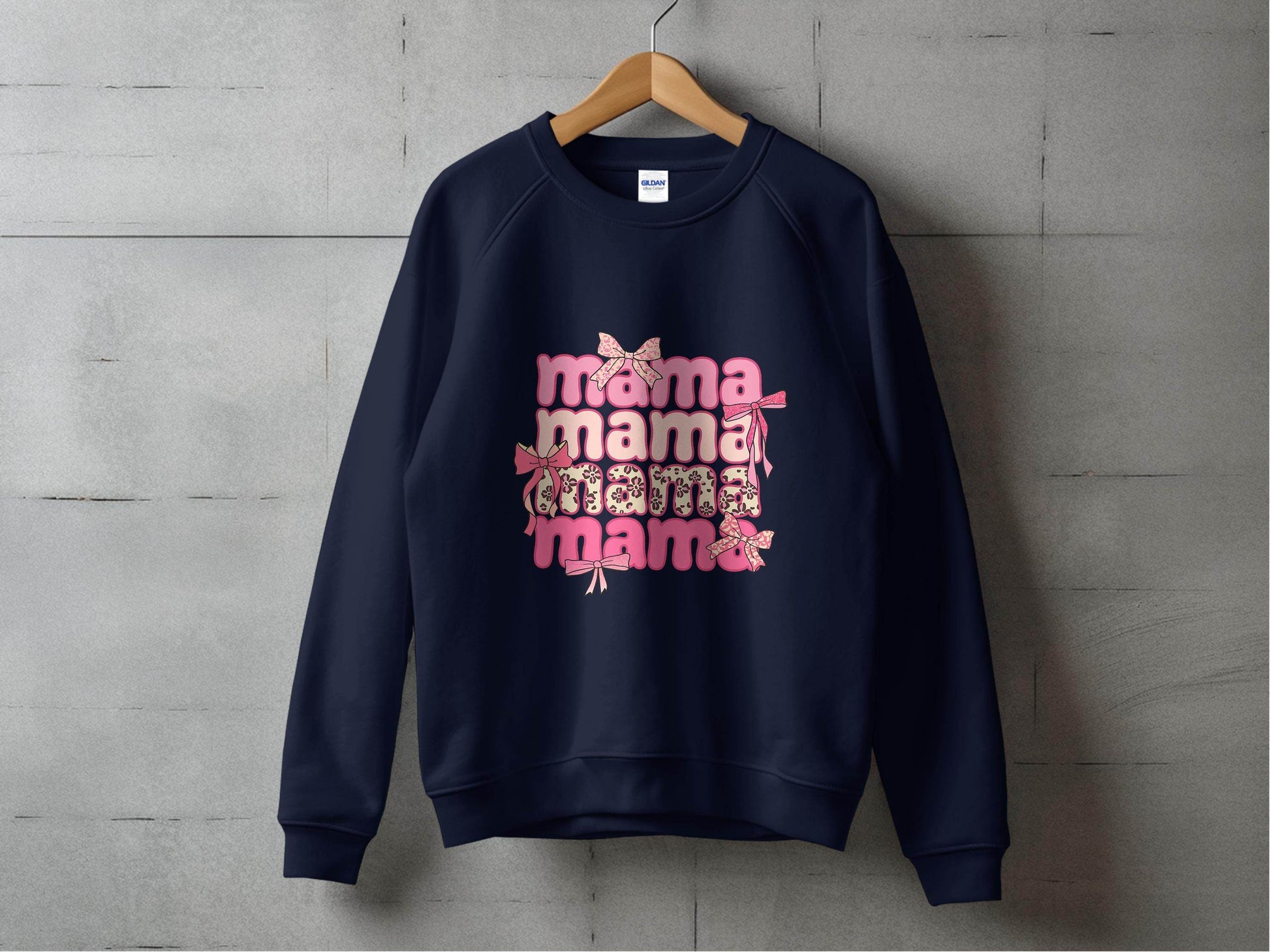 Mama Repeated With Bows Pink Themed Artwork Sweater - Design & Vybe