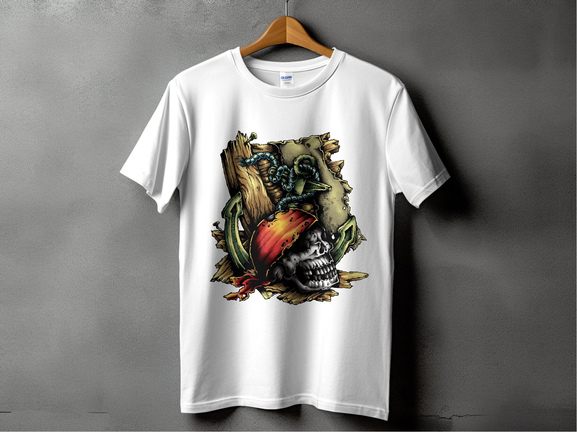 Skull with Parrot and Pirate Hat Graphic Tee product